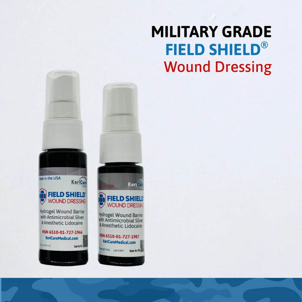 Military Grade Field Shield wound dressing spray both sizes