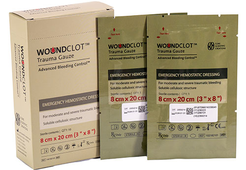 WoundClot Trauma hemostatic gauze packaging